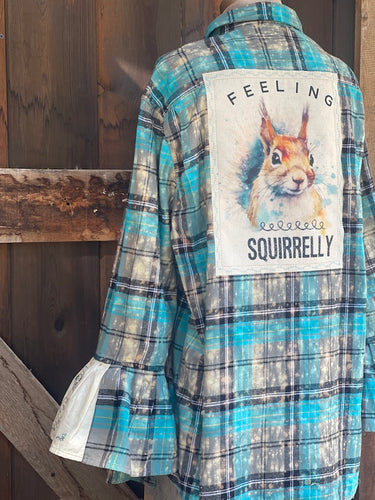 Flared Sleeve Flannel- Feeling Squirrely